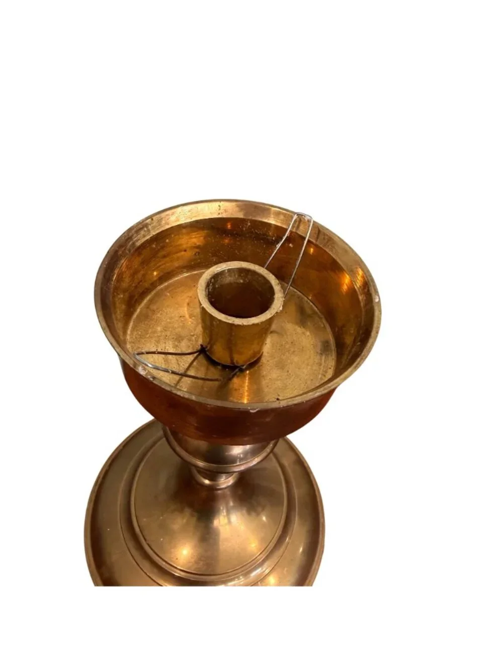 Vintage Brass Candlestick Holder Round Base Elegant Design Polished Finish